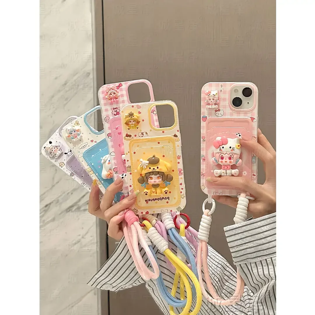 卡包三丽鸥适用苹果16Pro手机壳iPhone/华为/VIVO/OPPO/小米全包