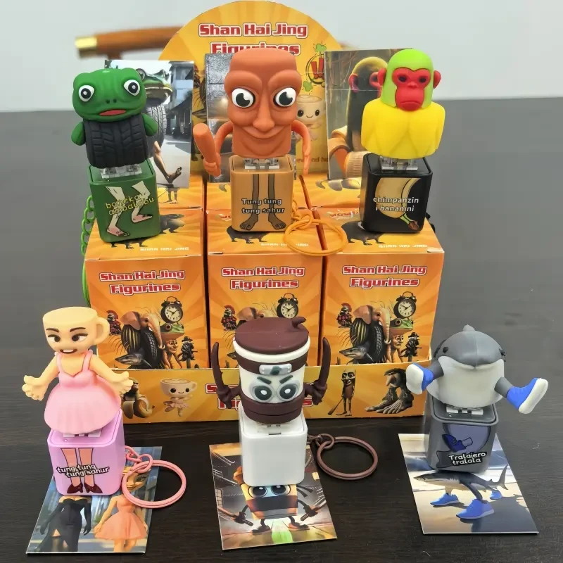 国外山海经语音盲盒按压发声搞笑解压玩具木棍人卡布奇洛轮胎蛙