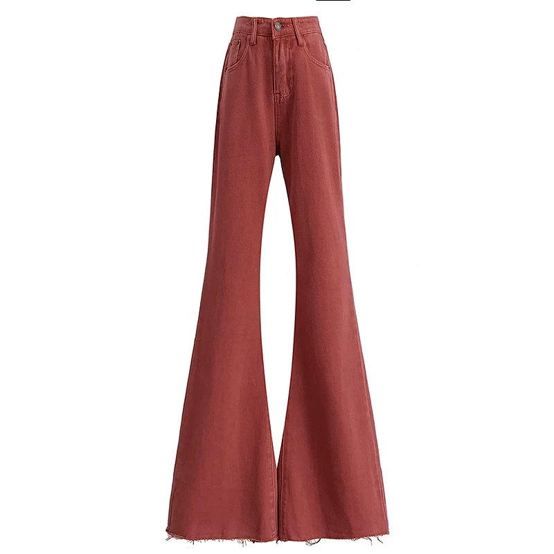 2025夏季新款牛仔喇叭裤百搭休闲女士韩版修身感毛边弹力喇叭裤