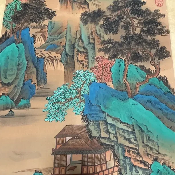仇英桃源仙境图艺术微喷复刻装裱山水玄关装饰画