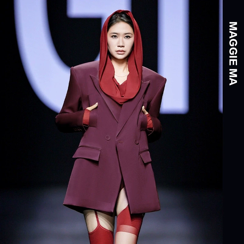 MAGGIE MA马婧设计师款优雅高贵独特设计气质韵味西装外套女972C