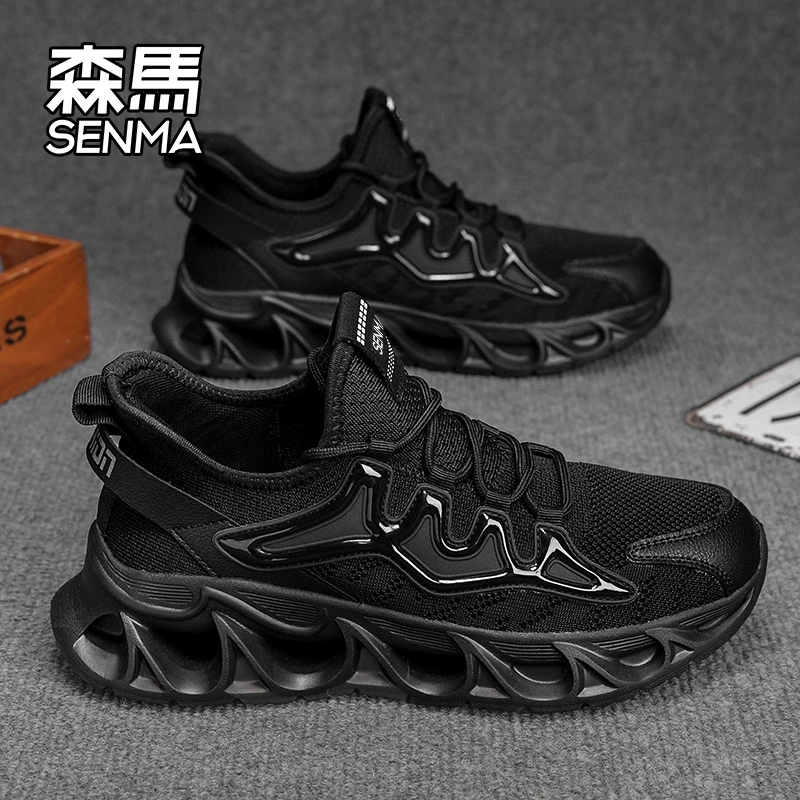 森马男鞋夏季2025新款防滑休闲老爹鞋男士减震厚底网面飞织跑步鞋