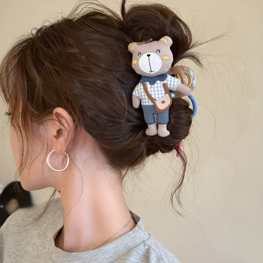 韩版卡通蝴蝶结抓夹可爱ins发夹后脑勺盘发半扎发大号鲨鱼夹发饰