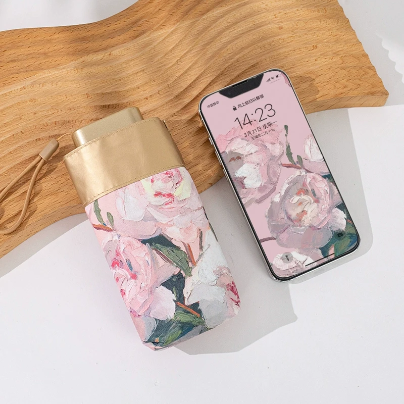 小巧便携遮阳伞女晴雨伞两用防晒防紫外线口袋伞扁迷你太阳伞FTT