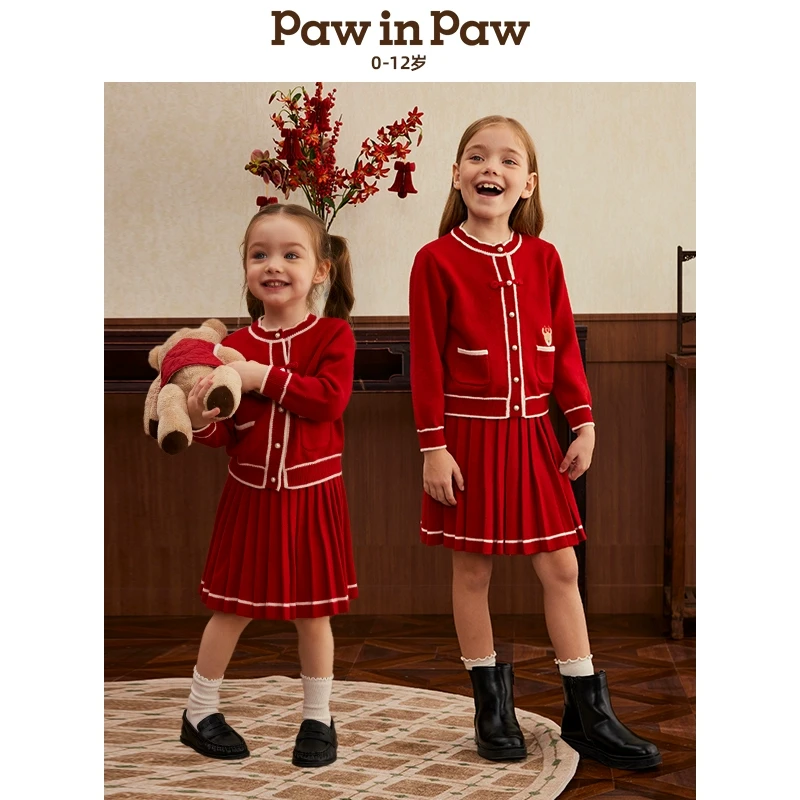 PAWINPAW【新年款】新中式女童洋气过年服中国风两件套裙PCSKF1151T