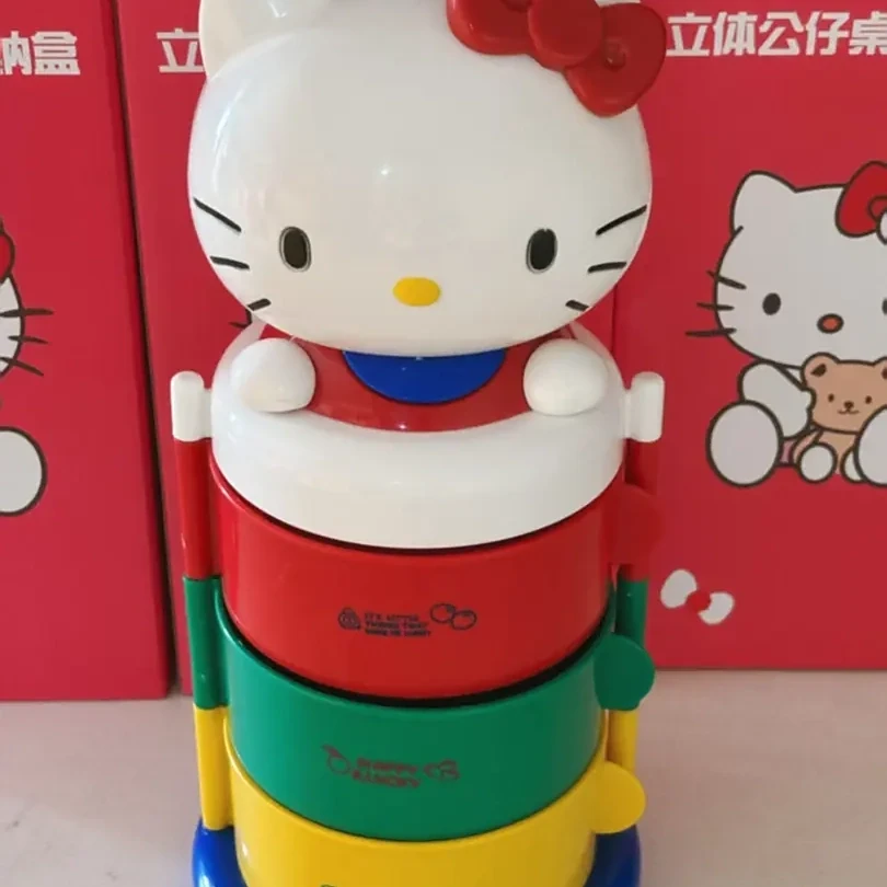 50周年収納かご転HelloKitty中古限量款三层收纳盒摆件生日礼物13