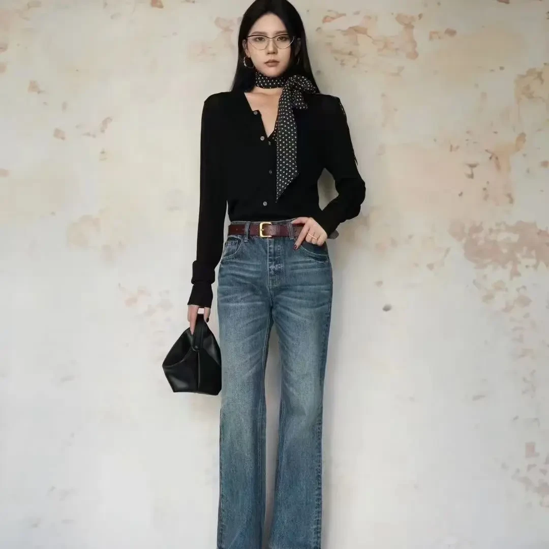 2025新 南油设计师款牛仔裤加长洋气质感巨巨巨显瘦修身重工