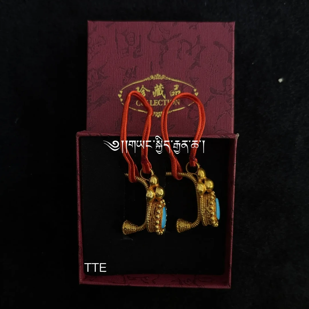 钛钢合成锆石耳饰 @17福利正品尼泊尔蓝石藏式耳环大号