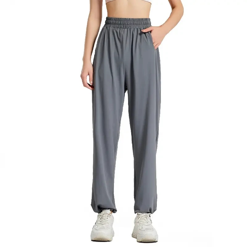 老王大码运动裤女跑步修身束脚户外休闲裤通勤宽松裤九分薄款2422