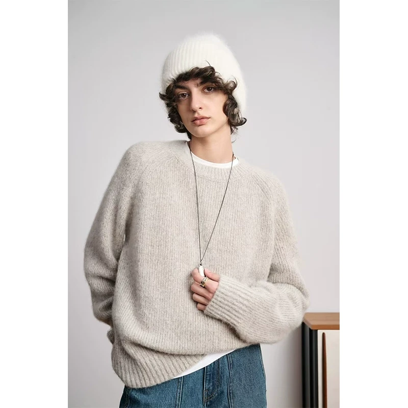 Ayuko/“珍奢Row 风”重磅1oo%純山羊绒高定花式纱插肩袖针织衫6262