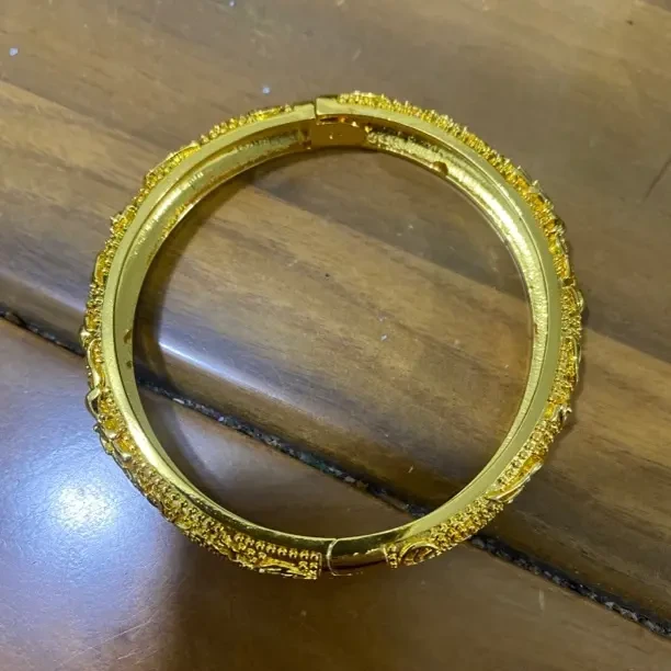 合金手镯 四叶草金色新中式可调节龙凤呈祥新娘手镯