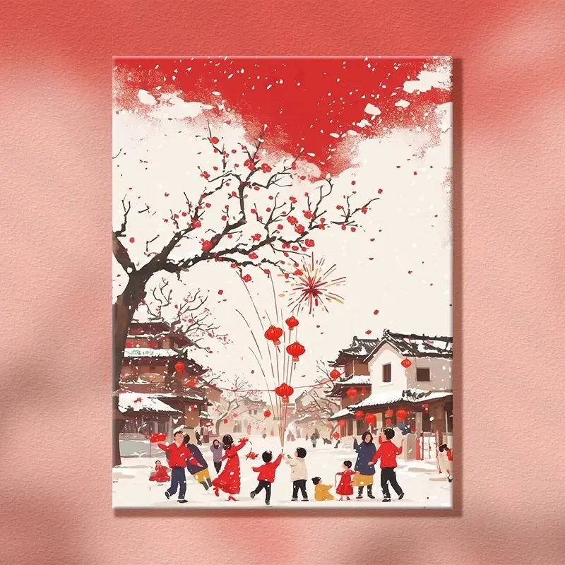 (瑞雪丰年）diy数字油画高品质手工涂色解压治愈送礼丙烯装饰画、