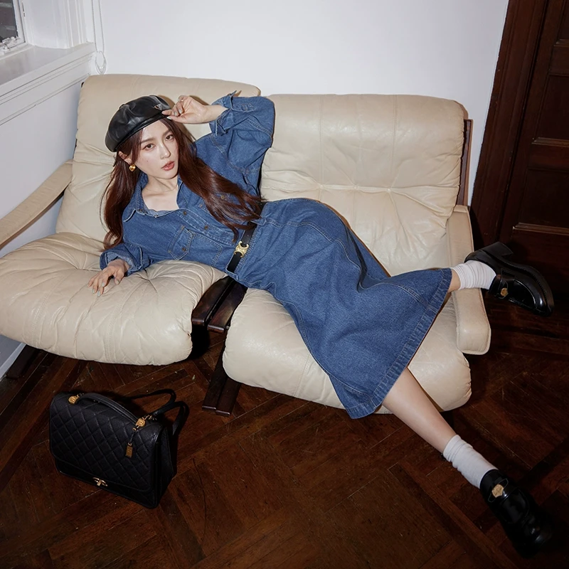 【香岛画报 牛仔套装】时尚宽松牛仔外套&半裙女QD231003