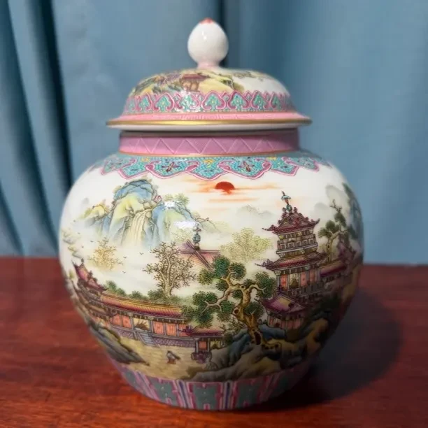 景德镇陶瓷百子图宝珠罐客厅茶室摆件