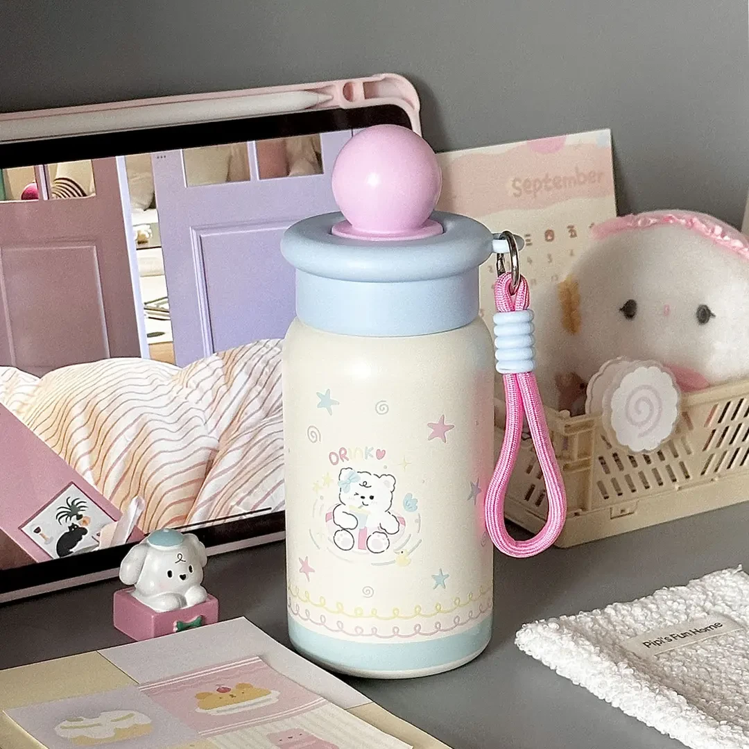 简约保温杯学生卡通风防摔创意便携情侣316不锈钢可爱网红水杯