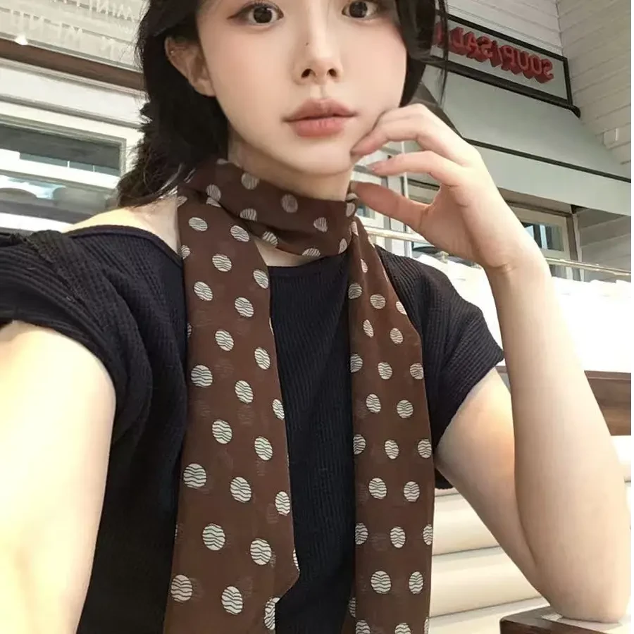 【大尺寸185X28】这复古波点丝巾太有氛围感了又美又飒的神仙小配饰