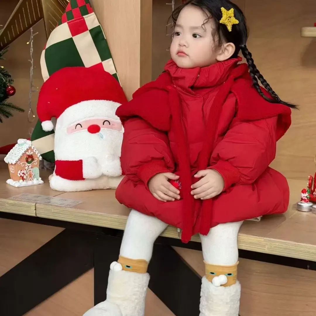 7seven冬季女童可爱白雪公主红色90安心绒羽绒