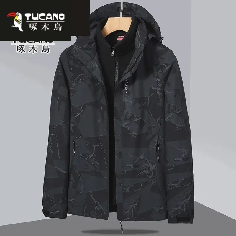 TUCANO/啄木鳥官方男装秋冬三合一可拆卸冲锋衣夹克防风防水外套