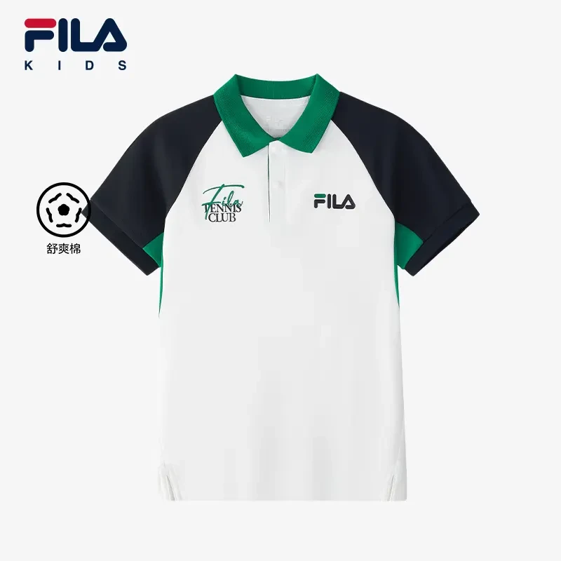 FILA斐乐儿童POLO衫夏季新款网球运动吸湿速干拼接短袖K12B523126