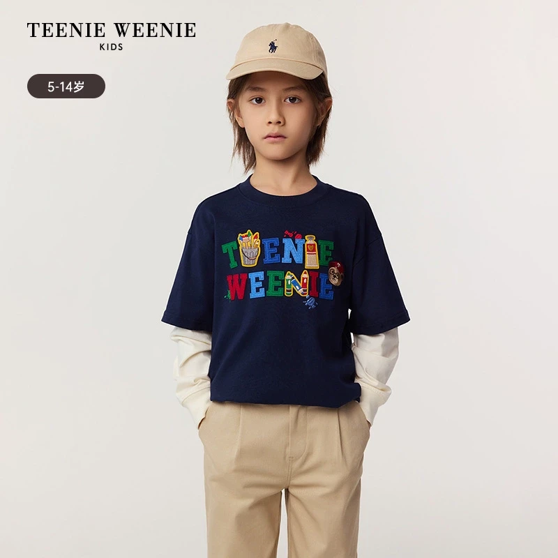 TeenieWeenie Kids小熊童装25经典假两件纯棉T恤TKLA255108I