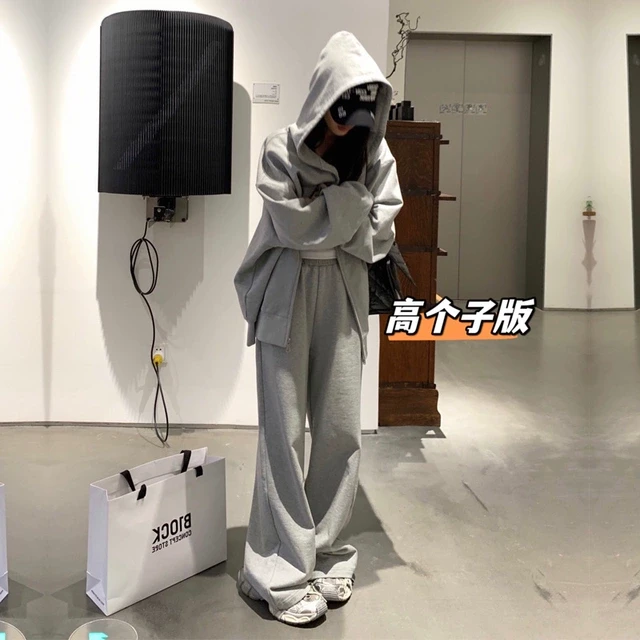 高个子女生大骨架御姐风加长版卫衣裤子两件套休闲运动时尚套装春