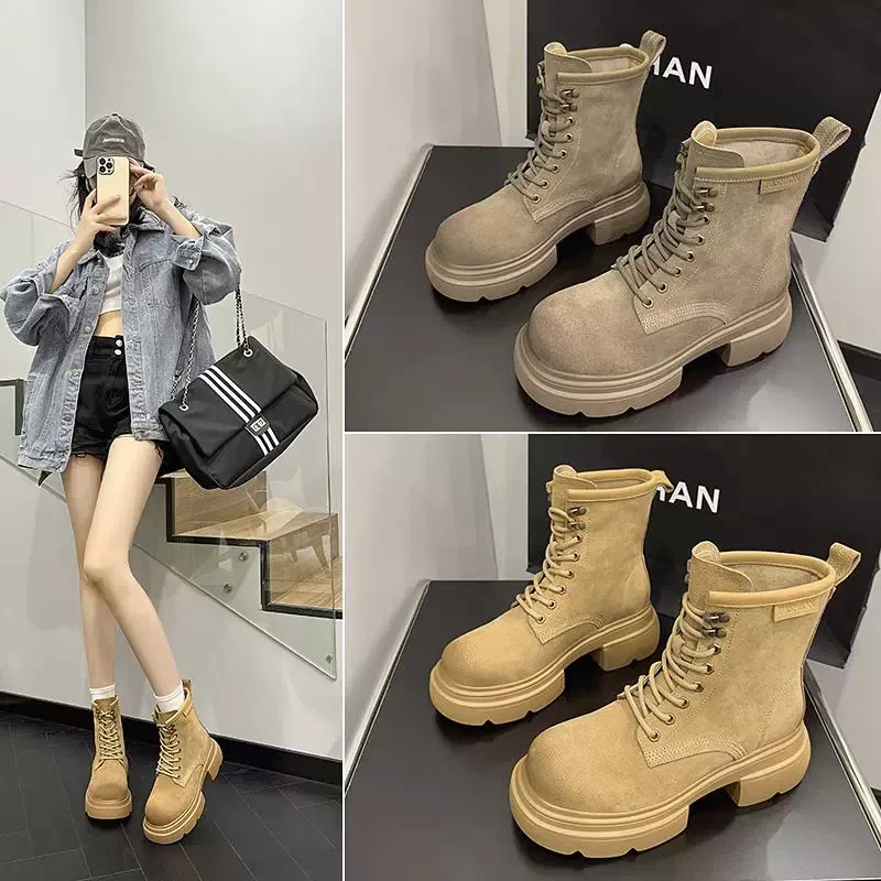 专柜368～轻软 真皮厚底6cm马丁鞋女8695A29 96-1H3