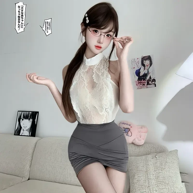 2025新款性感微透高腰小胸修身包臀裙空姐纯欲风情侣战袍包臀裙