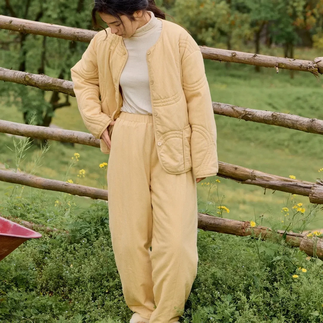 朵朵可可睡衣女25秋冬新款甜美保暖里外纯棉夹棉加厚家居服cz041
