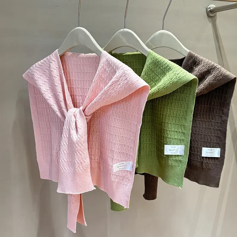 2025新款经典麻花针织外搭披肩女气质高级感交叉装饰小坎肩百搭款