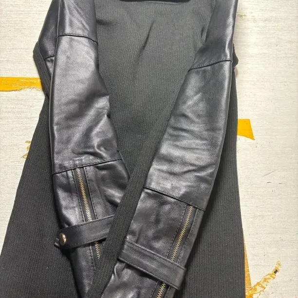 春秋三季真皮绵羊皮皮袖针织衫袖子加绒时尚显瘦打底衫厚款小衫