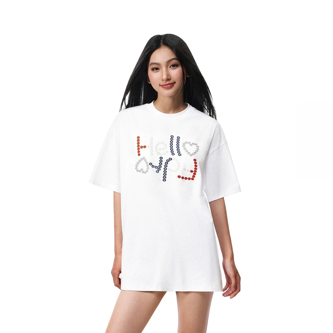 FDR官方店 字母小花排版宽松短袖T恤男女夏季潮牌运动情侣装上衣