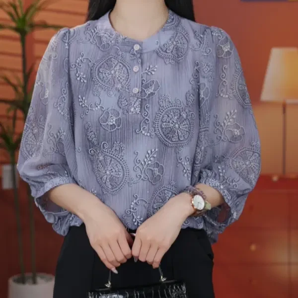 【店铺热销】2025夏季宽松气质印花新款优雅百搭时尚遮肉显瘦衬衫
