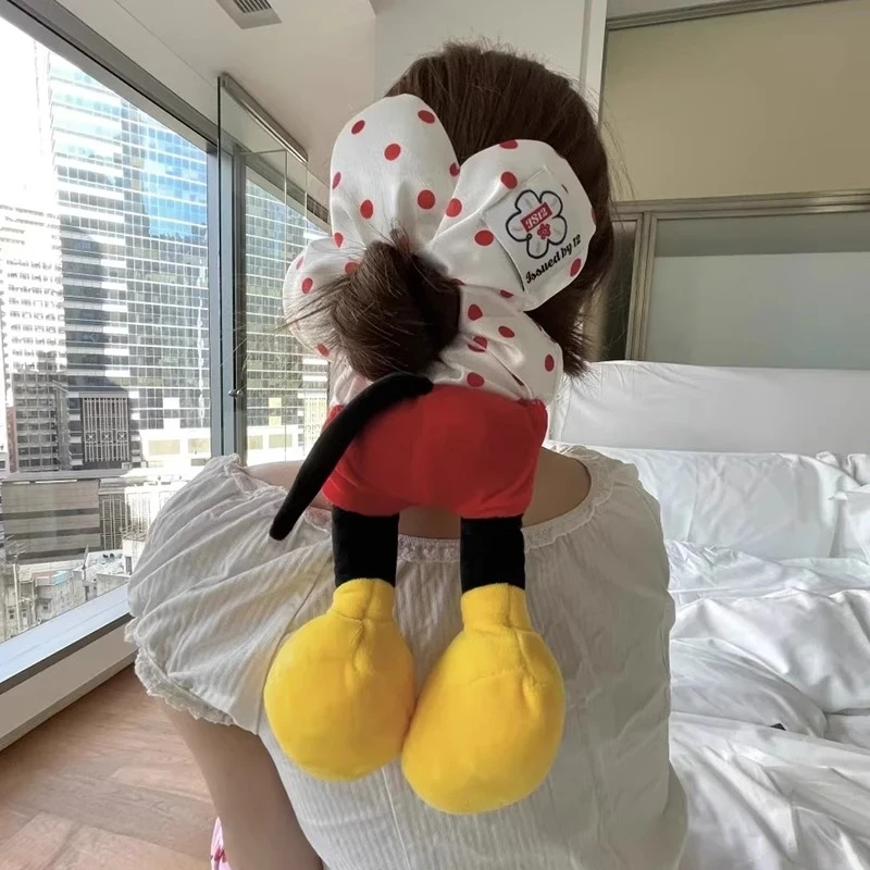 【现货】米奇屁股红色波点发圈女生拍照米老鼠腿发饰毛绒大肠圈头绳
