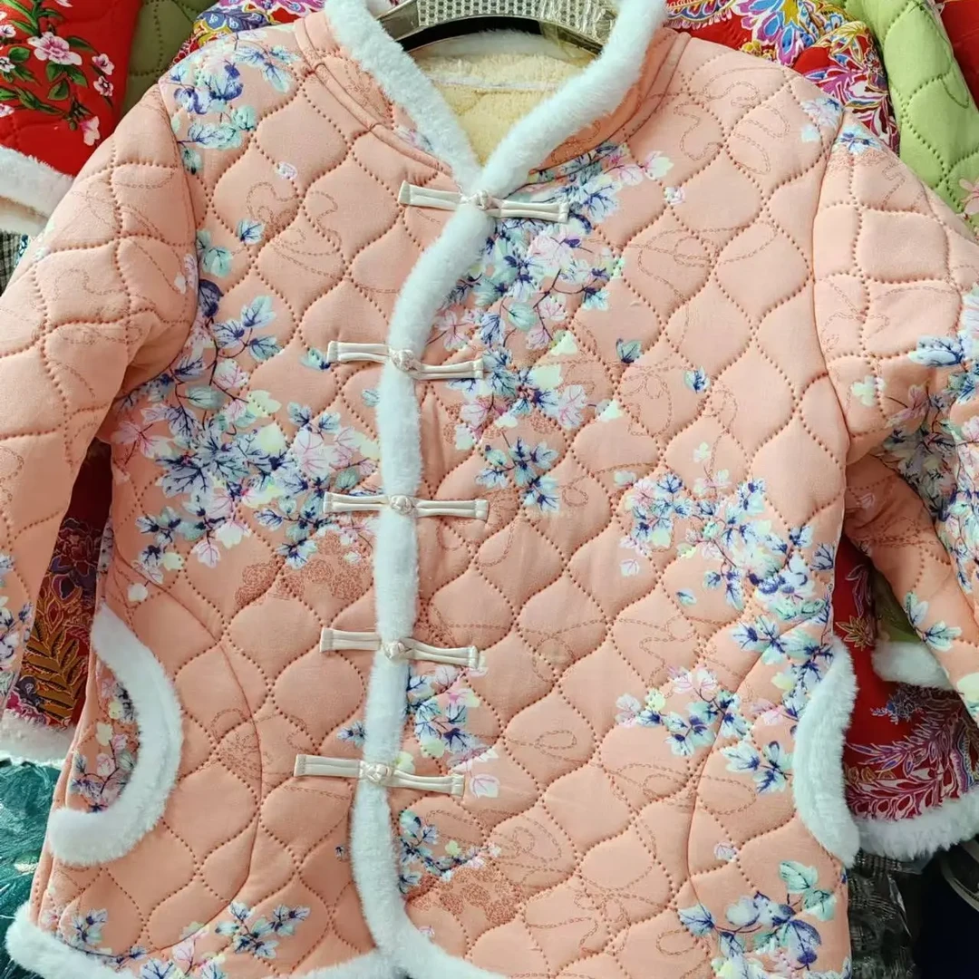 女士网红花棉袄盘扣立领加绒加厚保暖碎花复古中国风冬季棉衣外套