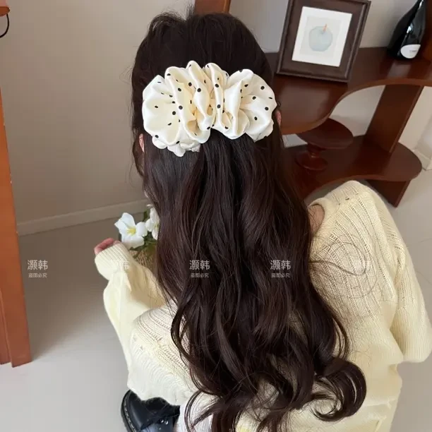 巨显发量!横着夹!新款褶皱云朵泡泡波点碎花甜妹氛围感香蕉夹发夹