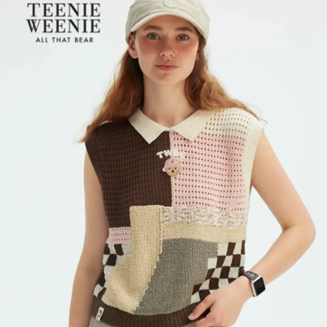 Teenie Weenie小熊针织无袖镂空背心女25年夏季新款TTKN253701T