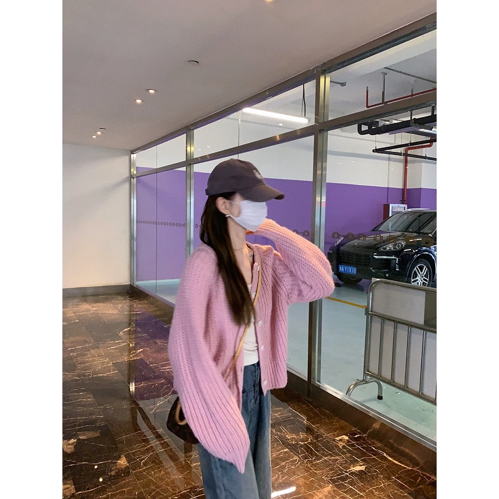 大小姐77 颜色 chao美~高比例马海毛羊毛粉色短款毛衣