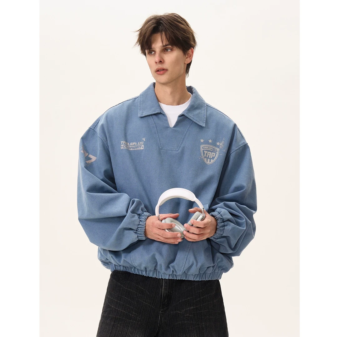 MaxDstr 做旧水洗工装巴恩风帆布套头夹克外套