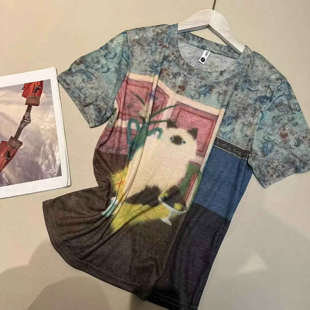 《姚家优麦汇》Y6226夏款圆领设计感时尚百搭短袖显瘦上衣款女