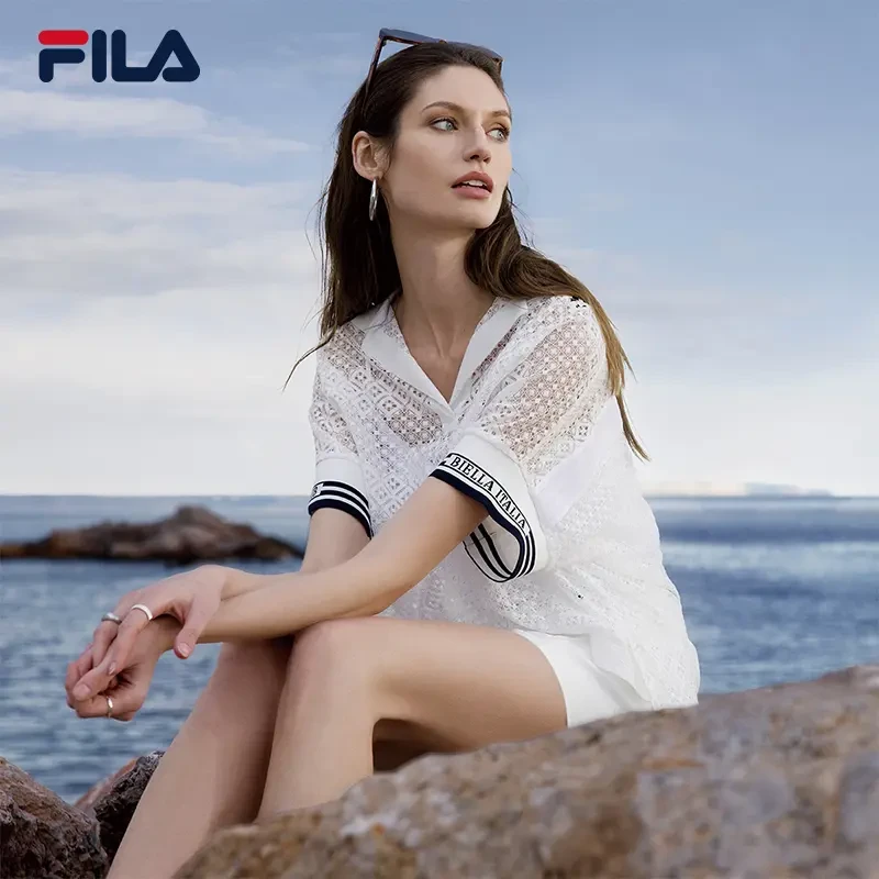 Fila/斐乐夏季新款女运动透气舒适百搭两件套针织短袖F11W524103F