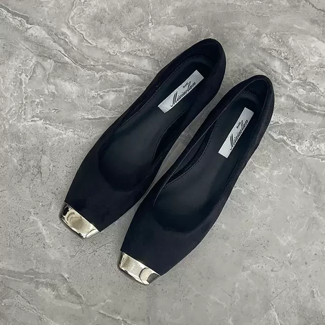 气质单鞋女浅口2025新款粗跟鞋子法式平底低跟瓢鞋黑色工作四季鞋