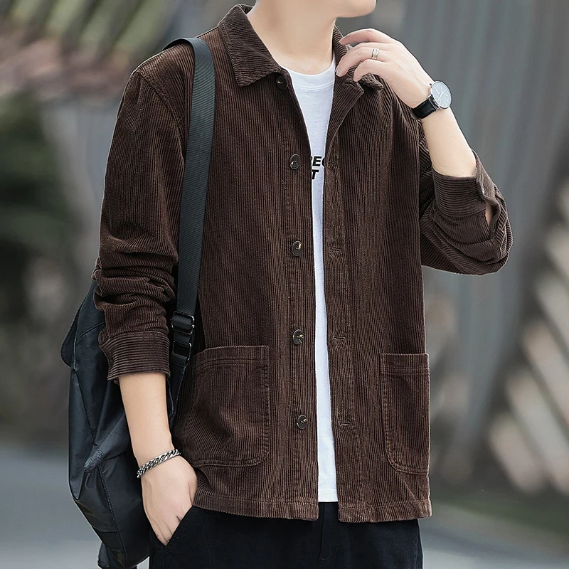 【轻奢欧货】男士灯芯绒外套2025秋季新款宽松休闲夹克简约风上衣