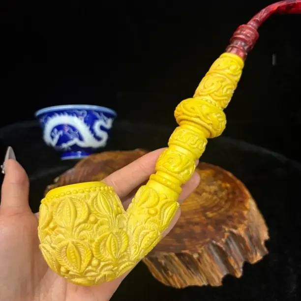 Reis海泡石斗 定制长嘴花篮雕刻阅读斗