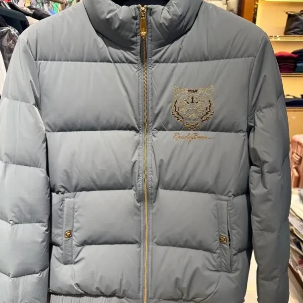 男士冬季立领刺绣白鸭绒时尚保暖羽绒服