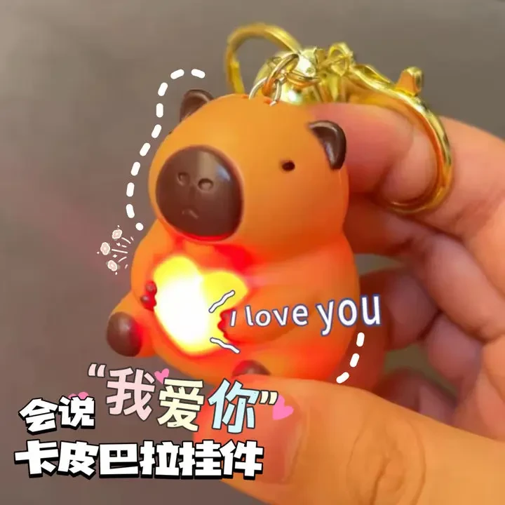 大卡皮巴拉会说iloveyou的书包挂件发光发声会说我爱你钥匙扣A265