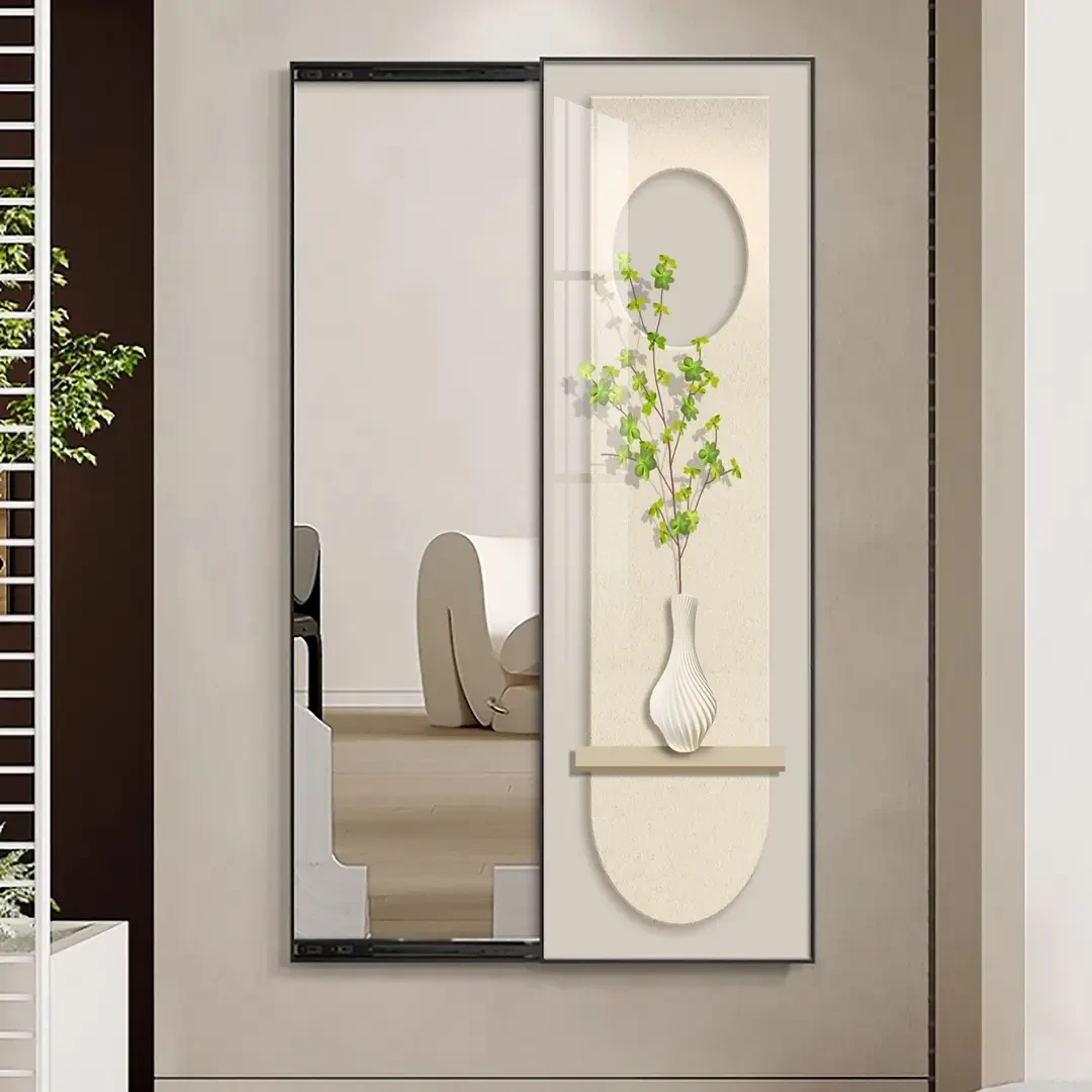 【静心】客厅全身穿衣镜子装饰画玄关隐形推拉高级感壁画走廊