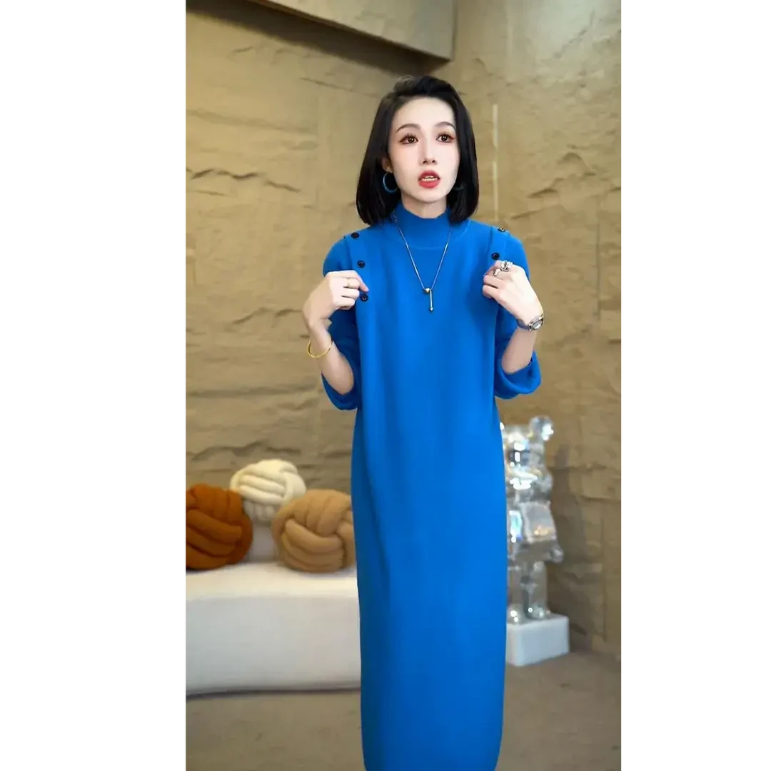 冬季新款显瘦中长款女2025洋气毛衣裙子宽松时尚设计感针织连衣裙