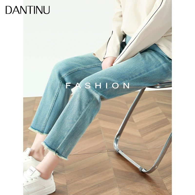孕妇牛仔毛边抽绳直筒裤春夏季外穿无托腹大码小个子孕妇装春夏装