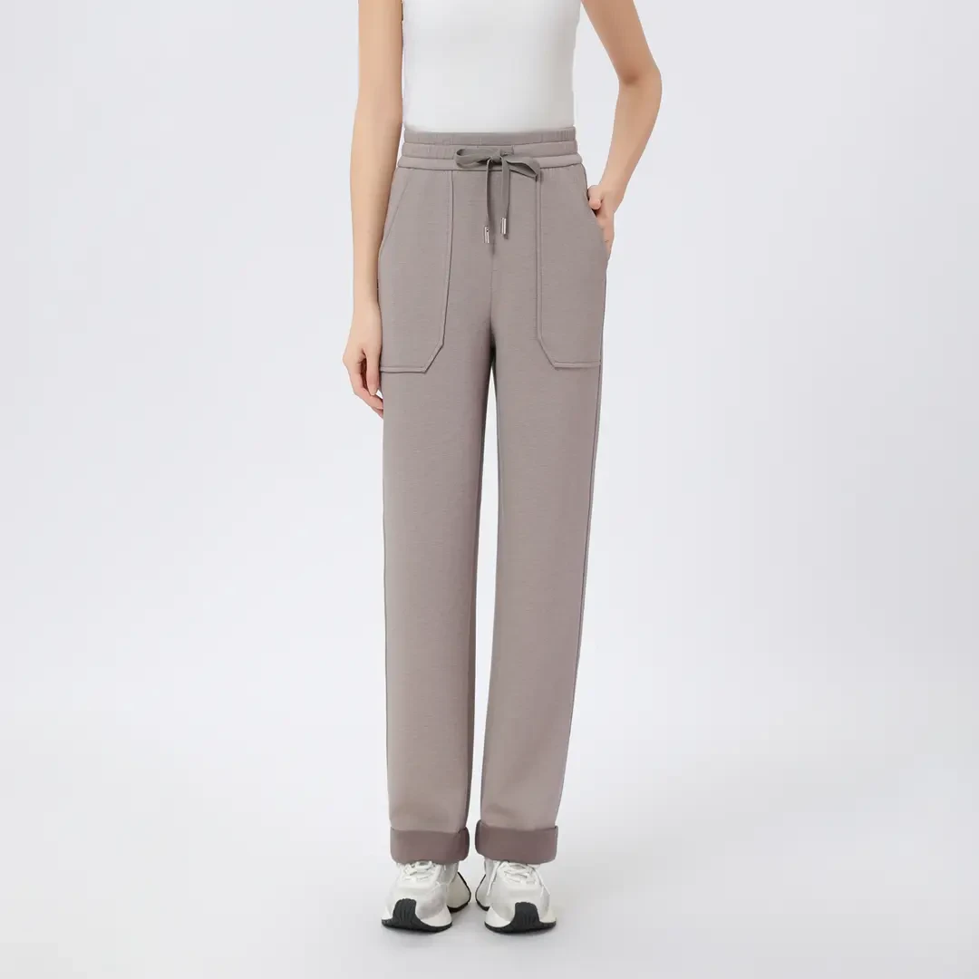 AMASS/阿玛施新款垂感直筒裤巴恩风百搭松紧腰时尚休闲裤510015