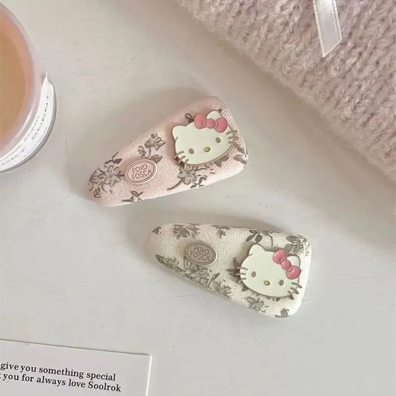 卡通甜美花纹kt发夹刘海侧边可可爱少女新款鸭嘴发卡儿童发饰椭圆